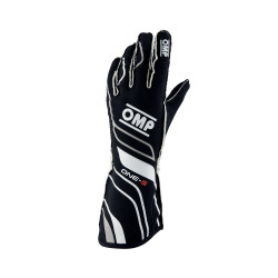 FIA race gloves OMP ONE-S (external stitching), black/white