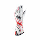 FIA race gloves OMP ONE-S (external stitching), white/red