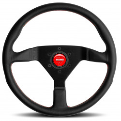 3 spoke steering wheel MOMO MONTECARLO, 350mm, leather, 40mm offset, black/red