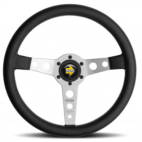 steering wheels 3 spokes steering wheel Silver MOMO PROTOTIPO 350mm, leather | races-shop.com