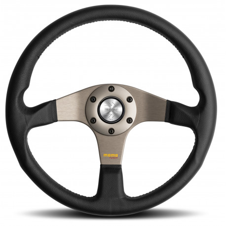 steering wheels 3 spokes steering wheel Silver MOMO TUNER 350mm, leather | races-shop.com