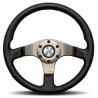 3 spokes steering wheel Silver MOMO TUNER 320mm, leather