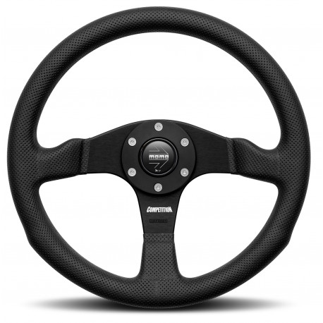 steering wheels 3 spoke steering wheel MOMO COMPETITION, 350mm, leather, 40mm offset, black | races-shop.com