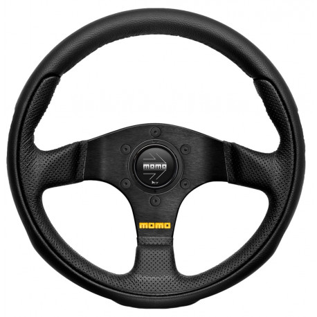 steering wheels 3 spoke steering wheel MOMO TEAM, 300mm, leather, 40mm offset, black | races-shop.com