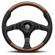 steering wheels 3 spoke steering wheel MOMO DARK FIGHTER, 350mm, wood and leather, 36mm offset, brown/black | races-shop.com
