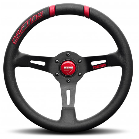 steering wheels 3 spokes steering wheel MOMO DRIFTING 330mm, Black Red leather | races-shop.com