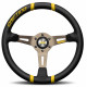 3 spokes steering wheel MOMO DRIFTING 350mm, Black Yellow leather