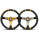 steering wheels 3 spokes steering wheel MOMO DRIFTING 350mm, Black Yellow leather | races-shop.com