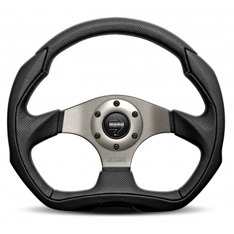 steering wheels 3 spoke steering wheel MOMO EAGLE, 350mm, leather, 40mm offset, black/silver | races-shop.com