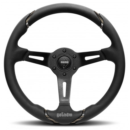 steering wheels 3 spoke steering wheel MOMO GOTHAM, 350mm, leather, 70mm offset, black | races-shop.com