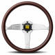 steering wheels 3 spoke steering wheel MOMO GRAND PRIX, 350mm, wood, 37mm offset, brown/silver | races-shop.com