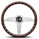 steering wheels 3 spoke steering wheel MOMO GRAND PRIX, 350mm, wood, 37mm offset, brown/silver | races-shop.com