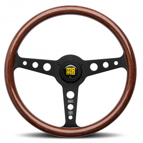 steering wheels 3 spoke steering wheel MOMO INDY HERITAGE, 350mm, wood, 37mm offset, brown/black | races-shop.com