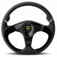 steering wheels 3 spoke steering wheel MOMO, 350mm, suede, 38mm offset, black | races-shop.com