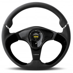 3 spoke steering wheel MOMO, 350mm, suede, 38mm offset, black