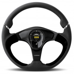 3 spoke steering wheel MOMO NERO Black 350mm, leather