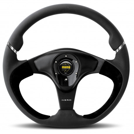 steering wheels 3 spoke steering wheel MOMO NERO Black 350mm, leather | races-shop.com