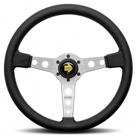 steering wheels 3 spoke steering wheel MOMO PROTOTIPO Silver 370mm, leather | races-shop.com
