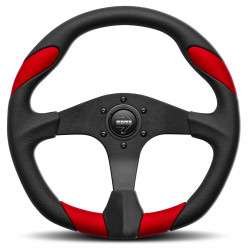 3 spoke steering wheel MOMO QUARK, 350mm, leather, 40mm offset, black/red