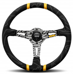 3 spoke steering wheel MOMO ULTRA, 350mm, alcantara, 70mm offset, black/yellow