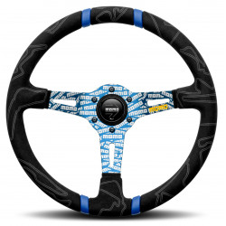 3 spoke steering wheel MOMO ULTRA Blue 350mm, alcantara