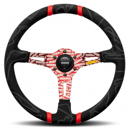 steering wheels 3 spoke steering wheel MOMO ULTRA Red 350mm, alcantara | races-shop.com