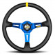 steering wheels 3 spoke steering wheel MOMO MOD.08 blue 350mm, leather | races-shop.com