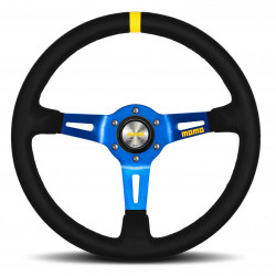 3 spoke steering wheel MOMO MOD.08, 350mm, suede, 88mm offset, black/blue/yellow