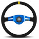 steering wheels 2 spoke steering wheel MOMO MOD.03, 350mm, suede, 70mm offset, black/blue/yellow | races-shop.com