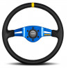 2 spoke steering wheel MOMO MOD.03 blue 350mm, leather
