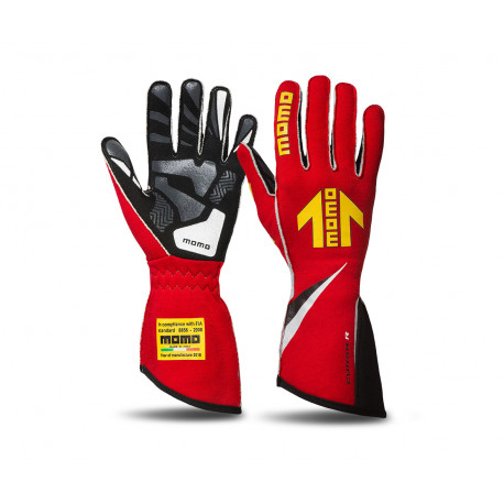 Gloves FIA race gloves MOMO CORSA R (external stitching), red | races-shop.com