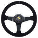 Promotions 3 spoke steering wheel RACES Giallo, 350mm, suede, 90mm offset, black/grey | races-shop.com