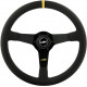 steering wheels 3 spoke steering wheel Luisi Mirage Corsa, 350mm, leather, 75mm offset, black/yellow | races-shop.com