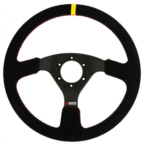 steering wheels 3 spoke steering wheel RRS Traject, 330mm, suede, flat, black/yellow | races-shop.com