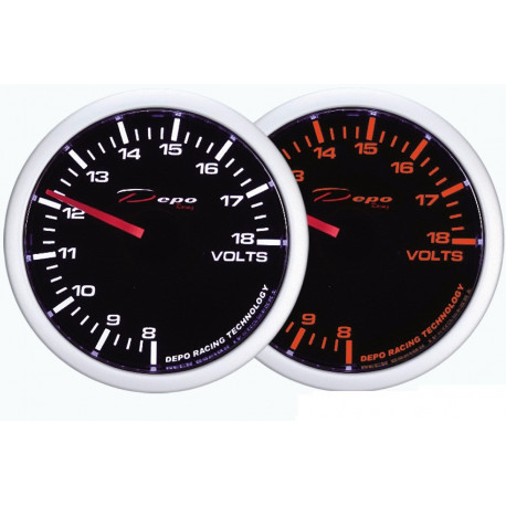 Gauges DEPO white and amber series 60mm DEPO racing gauge Volt - White and Amber series | races-shop.com