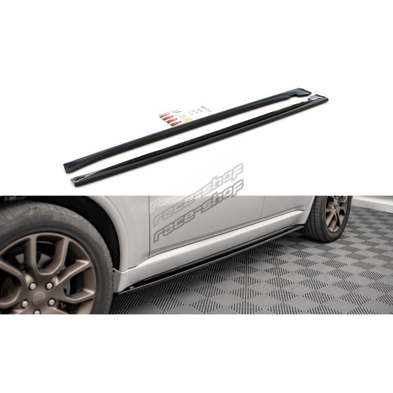 Glossy Black Side Skirt Extensions – 86.6” Universal Fit For Dodge Durango – 8-Piece Kit