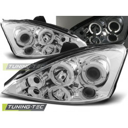 HEADLIGHTS FORD FOCUS 10.98-10.01 ANGEL EYES CHROME