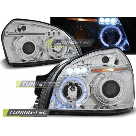 Lighting HEADLIGHTS HYUNDAI TUCSON 07.04-10 ANGEL EYES CHROME | races-shop.com
