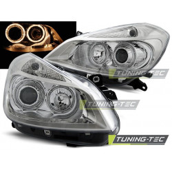 HEADLIGHTS RENAULT CLIO 3 05-09 CHROME ANGEL EYES