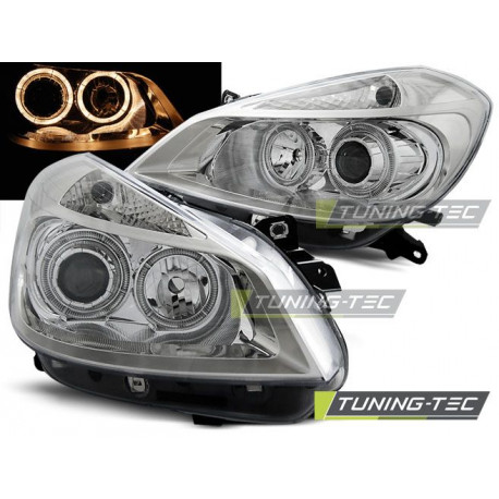 Lighting HEADLIGHTS RENAULT CLIO 3 05-09 CHROME ANGEL EYES | races-shop.com
