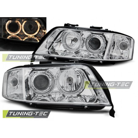 Lighting HEADLIGHTS ANGEL EYES CHROME for AUDI A6 06.01-05.04 | races-shop.com