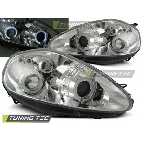 Lighting HEADLIGHTS FIAT GRANDE PUNTO 09.05-08 ANGEL EYES CHROME | races-shop.com