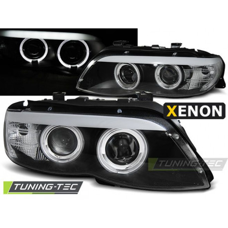 Lighting XENON HEADLIGHTS ANGEL EYES BLACK for BMW X5 E53 11.03-06 | races-shop.com