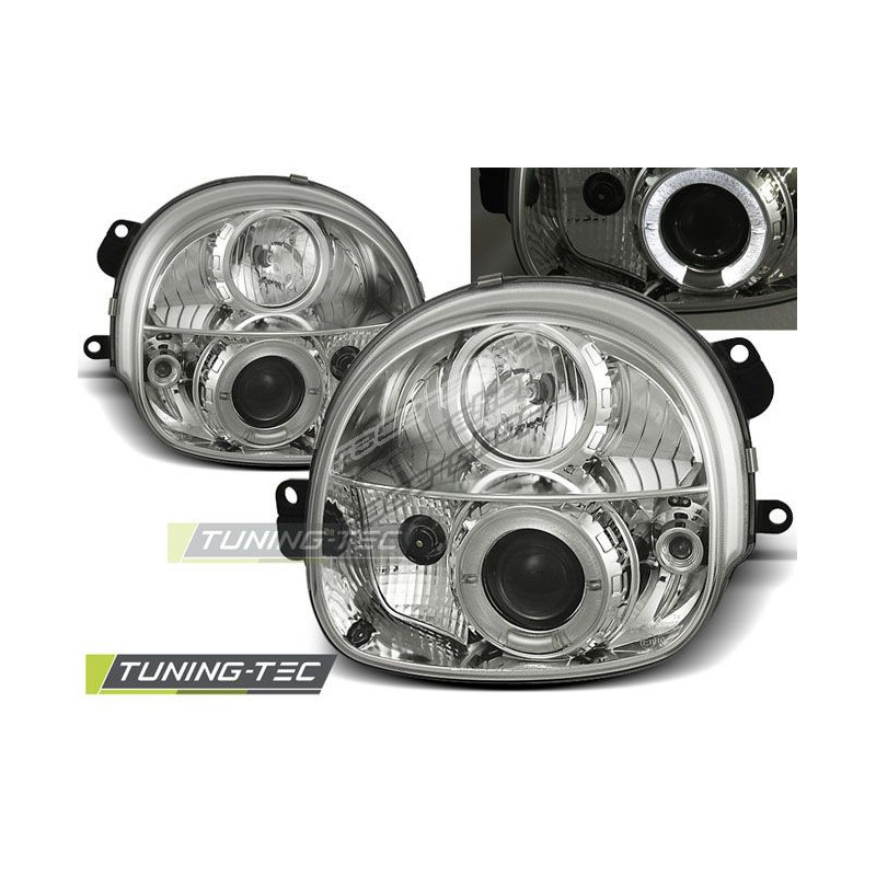 LT LED DRL Halo Ring Headlights Renault Twingo 1 MK1 C06 93-07 Chrome LHD main image 0