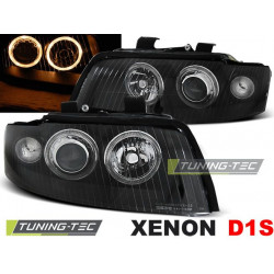XENON HEADLIGHTS ANGEL EYES BLACK for AUDI A4 10.00-10.04