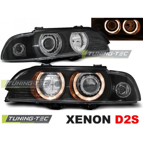 Lighting XENON HEADLIGHTS ANGEL EYES BLACK for BMW E39 09.95-06.03 | races-shop.com