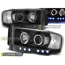 HEADLIGHTS DODGE RAM 02-06 ANGEL EYES BLACK