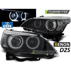 XENON HEADLIGHTS D2S ANGEL EYES CCFL BLACK for BMW E60/E61 03-04