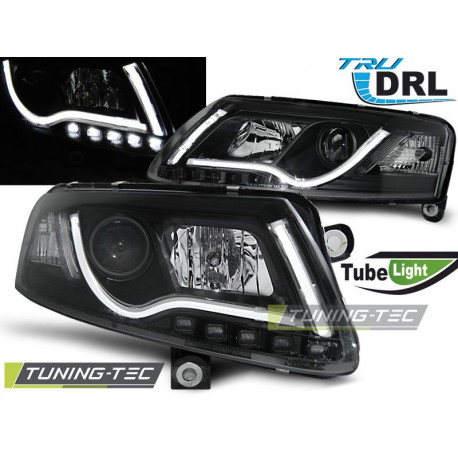 Lighting HEADLIGHTS TUBE LIGHT DRL BLACK for AUDI A6 C6 04.04-08 | races-shop.com