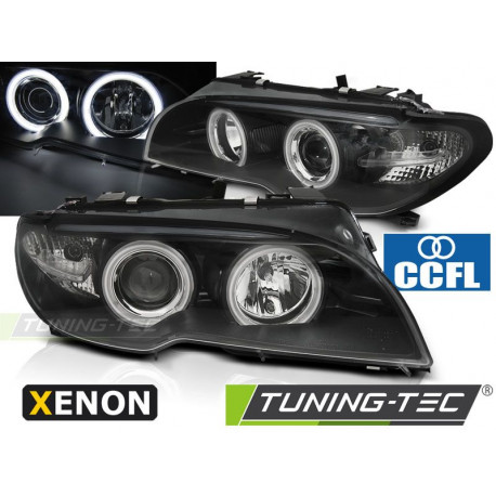 Lighting XENON HEADLIGHTS ANGEL EYES CCFL BLACK for BMW E46 04.03-06 COUPE CABRIO | races-shop.com
